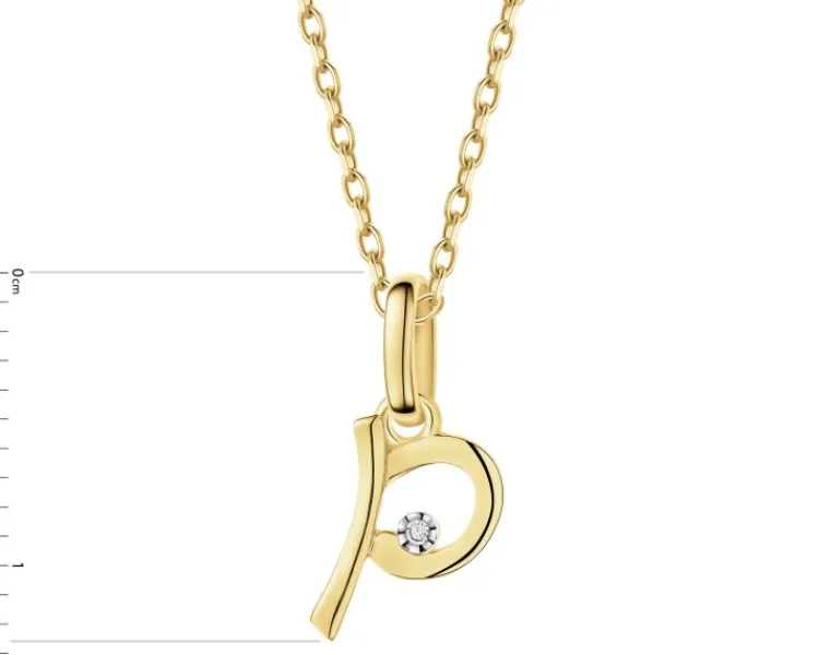 Apart Zawieszka z żółtego złota z diamentem - litera P - 0,003 ct - próba 375< Wszystkie