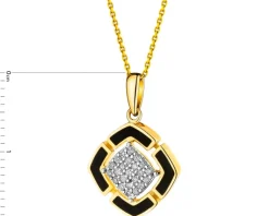 Clearance Apart Zawieszka z żółtego złota z diamentami i emalią - 0,08 ct - próba 585
