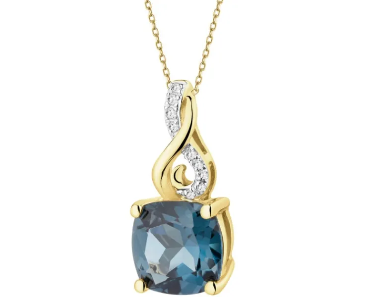 Apart Zawieszka z żółtego złota z diamentami i topazem London Blue - próba 585< Wszystkie
