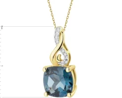 Apart Zawieszka z żółtego złota z diamentami i topazem London Blue - próba 585< Wszystkie
