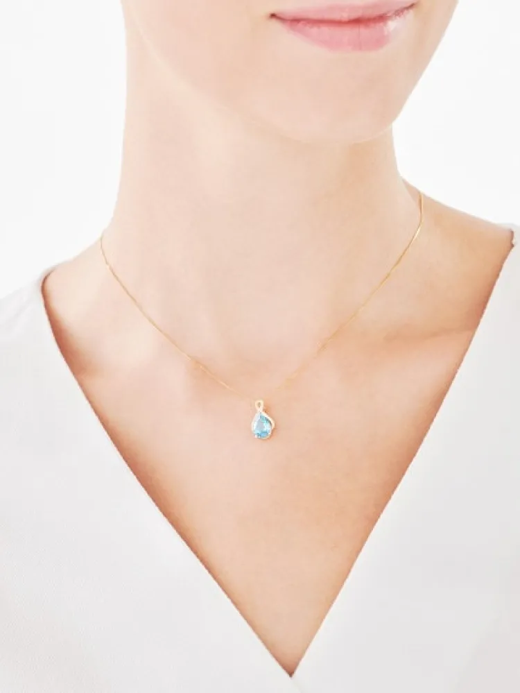 Discount Apart Zawieszka z żółtego złota z diamentami i topazem - próba 375