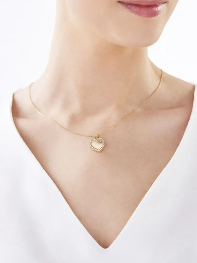 Online Apart Zawieszka z żółtego złota z diamentem - puzderko - serce - 0,005 ct - próba 375
