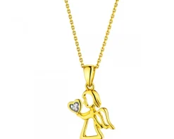 Discount Apart Zawieszka z żółtego złota z diamentem - aniołek, serce - 0,004 ct - próba 375
