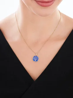 Clearance Apart Zawieszka z żółtego złota z diamentem i emalią - drzewko - 0,005 ct - próba 375