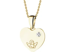 Apart Zawieszka z żółtego złota z diamentem - serce, aniołek - 0,005 ct - próba 375< Zawieszki