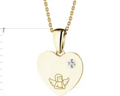 Apart Zawieszka z żółtego złota z diamentem - serce, aniołek - 0,005 ct - próba 375< Zawieszki
