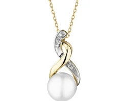Outlet Apart Zawieszka z żółtego złota z diamentami i perłą - próba 375