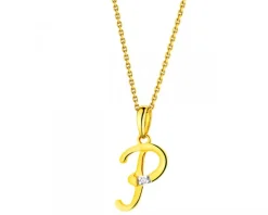 Apart Zawieszka z żółtego złota z diamentem - litera P - 0,004 ct - próba 585< Zawieszki