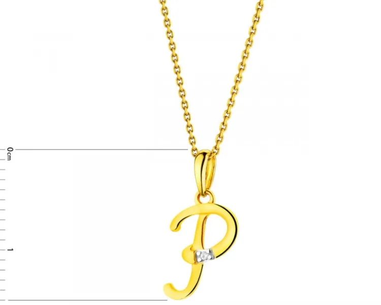 Apart Zawieszka z żółtego złota z diamentem - litera P - 0,004 ct - próba 585< Zawieszki