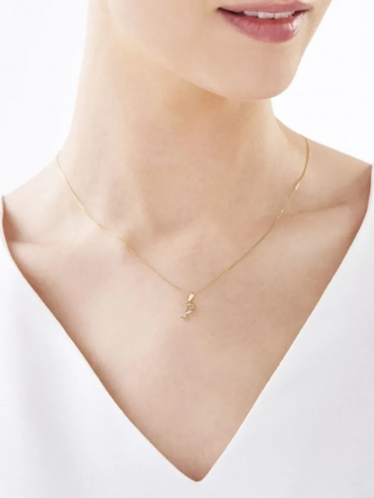 Apart Zawieszka z żółtego złota z diamentem - litera P - 0,004 ct - próba 585< Zawieszki