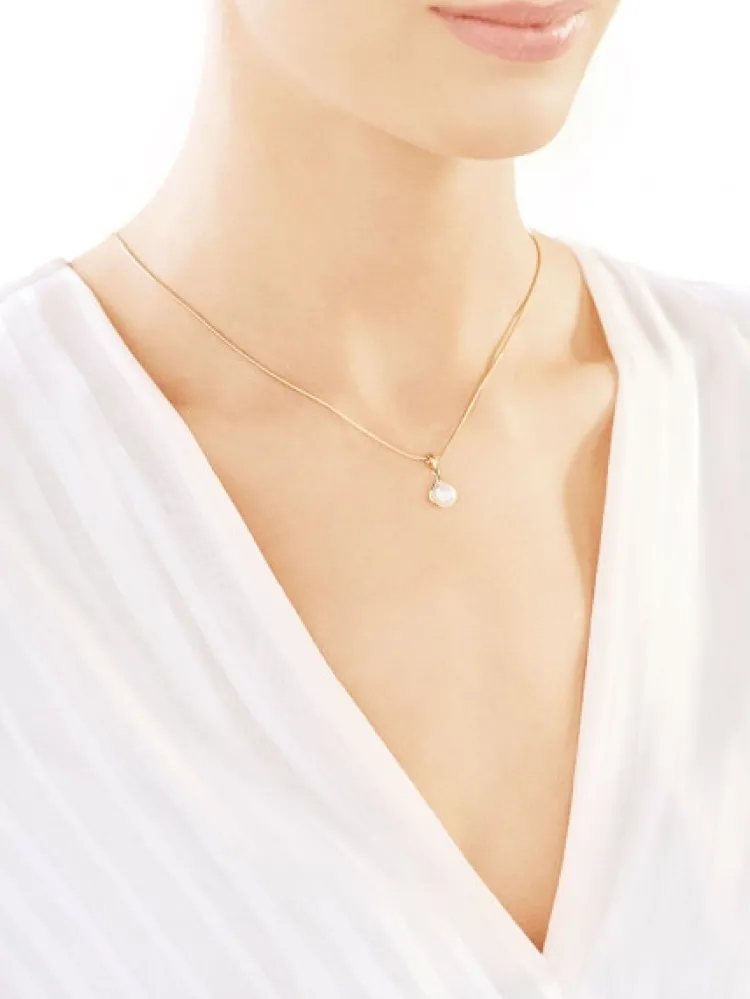 Best Apart Zawieszka z żółtego złota z diamentem i perłą - próba 375
