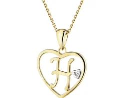 Apart Zawieszka z żółtego złota z diamentem - litera H, serce - 0,005 ct - próba 375< Zawieszki