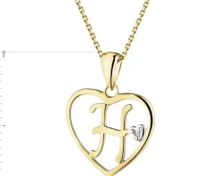Apart Zawieszka z żółtego złota z diamentem - litera H, serce - 0,005 ct - próba 375< Zawieszki