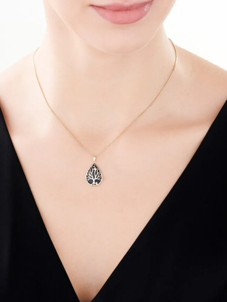 Apart Zawieszka z żółtego złota z diamentami - drzewko - próba 585< Zawieszki