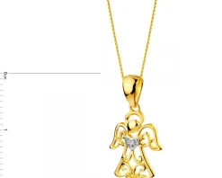 Apart Zawieszka z żółtego złota z diamentem - aniołek, serce - 0,004 ct - próba 375< Zawieszki