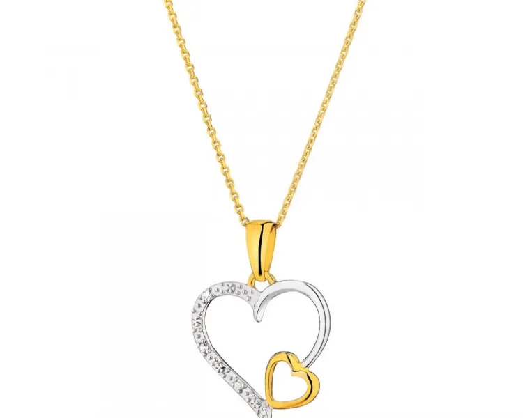 Apart Zawieszka z żółtego złota z diamentami - serca - 0,01 ct - próba 375< Zawieszki