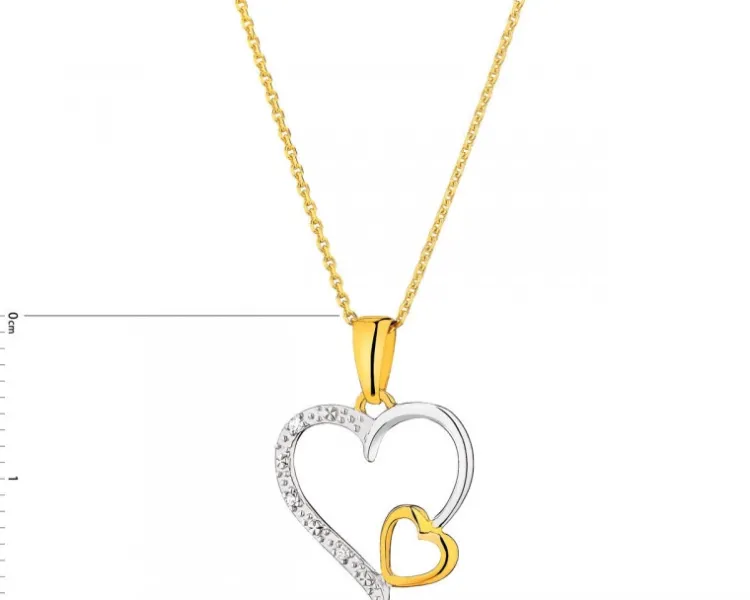 Apart Zawieszka z żółtego złota z diamentami - serca - 0,01 ct - próba 375< Zawieszki
