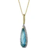 Sale Apart Zawieszka z żółtego złota z diamentami i topazem London Blue - próba 585