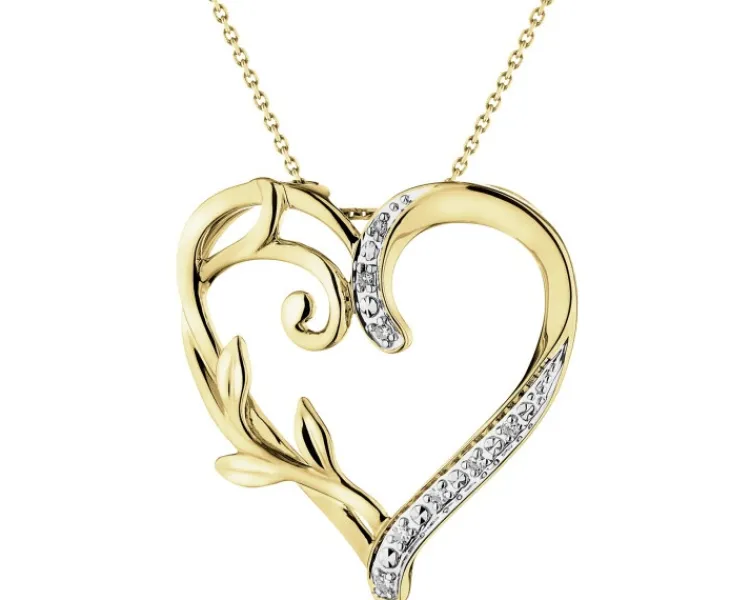 Apart Zawieszka z żółtego złota z diamentami - serce - 0,03 ct - próba 375< Zawieszki