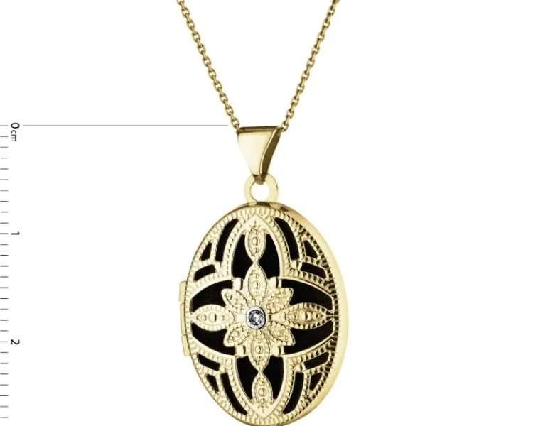 Apart Zawieszka z żółtego złota z diamentem - puzderko - 0,005 ct - próba 585< Zawieszki