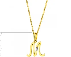 Apart Zawieszka z żółtego złota z diamentem - litera M - 0,004 ct - próba 585< Zawieszki