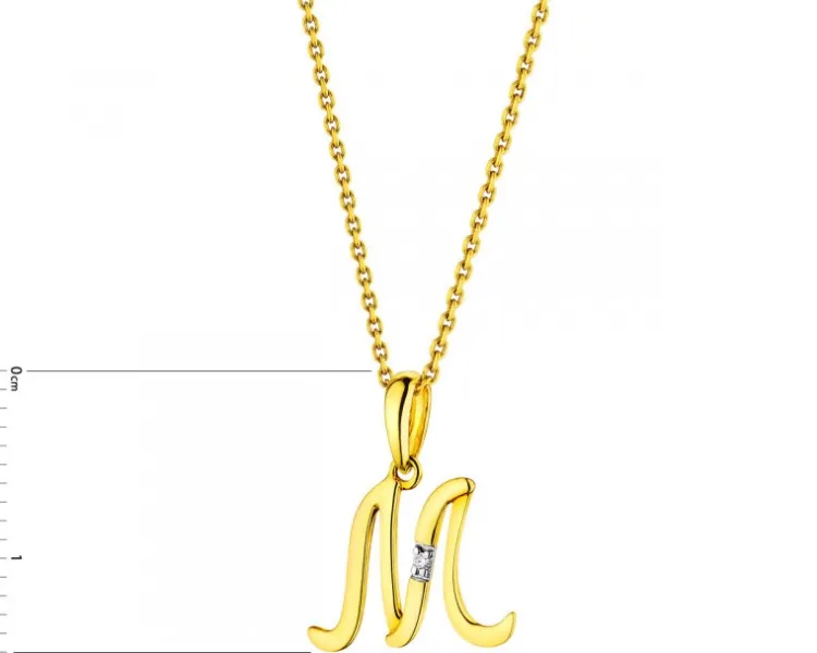 Apart Zawieszka z żółtego złota z diamentem - litera M - 0,004 ct - próba 585< Zawieszki