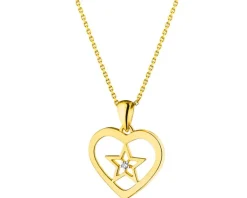 Apart Zawieszka z żółtego złota z diamentem - serce, gwiazda - 0,006 ct - próba 375< Zawieszki