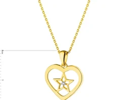 Apart Zawieszka z żółtego złota z diamentem - serce, gwiazda - 0,006 ct - próba 375< Zawieszki