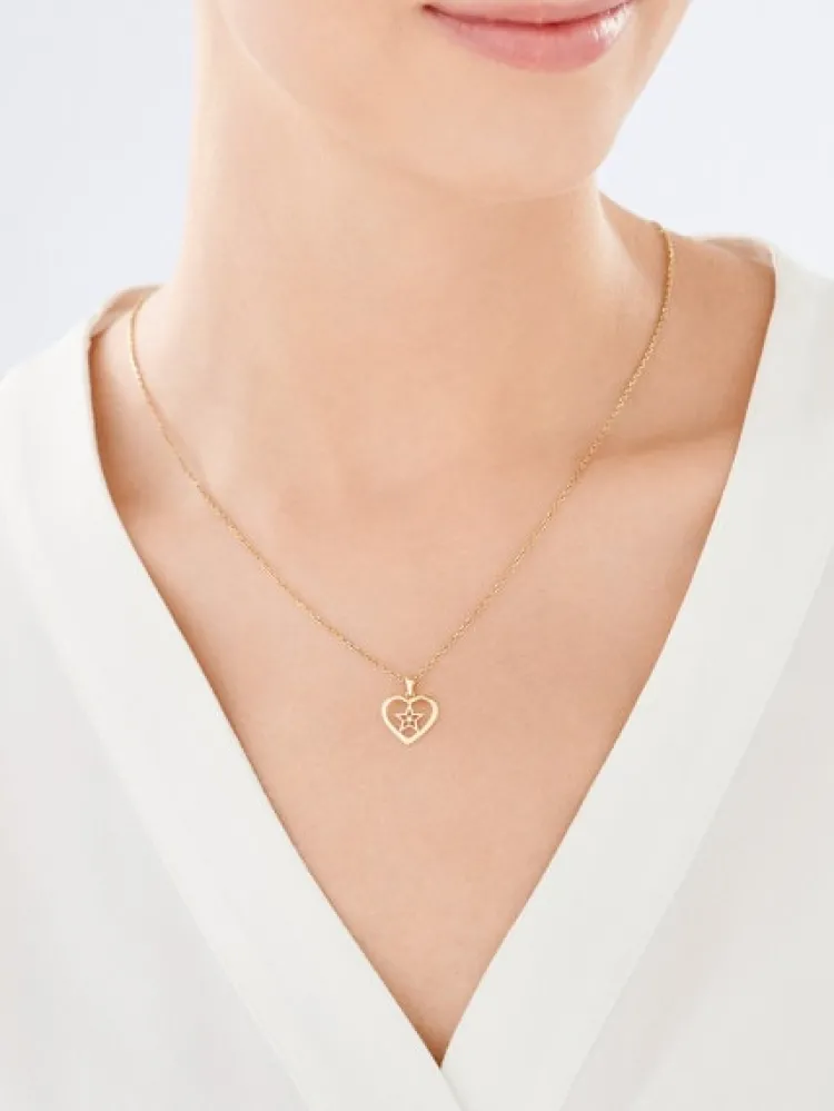 Apart Zawieszka z żółtego złota z diamentem - serce, gwiazda - 0,006 ct - próba 375< Zawieszki