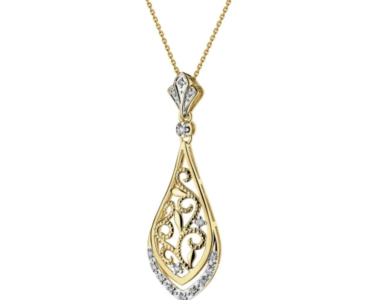 Online Apart Zawieszka z żółtego złota z diamentami - 0,08 ct - próba 585
