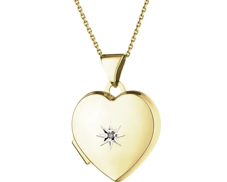 Hot Apart Zawieszka z żółtego złota z diamentem - puzderko - serce - 0,005 ct - próba 375