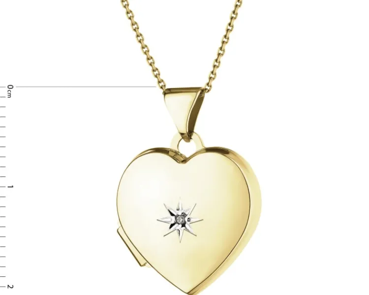 Hot Apart Zawieszka z żółtego złota z diamentem - puzderko - serce - 0,005 ct - próba 375