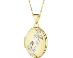 Apart Zawieszka z żółtego złota z diamentem - puzderko - liście - 0,005 ct - próba 375< Zawieszki
