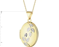 Apart Zawieszka z żółtego złota z diamentem - puzderko - liście - 0,005 ct - próba 375< Zawieszki