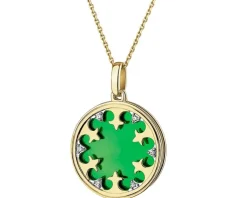 Apart Zawieszka z żółtego złota z diamentami i emalią - rozeta - 0,01 ct - próba 375< Zawieszki