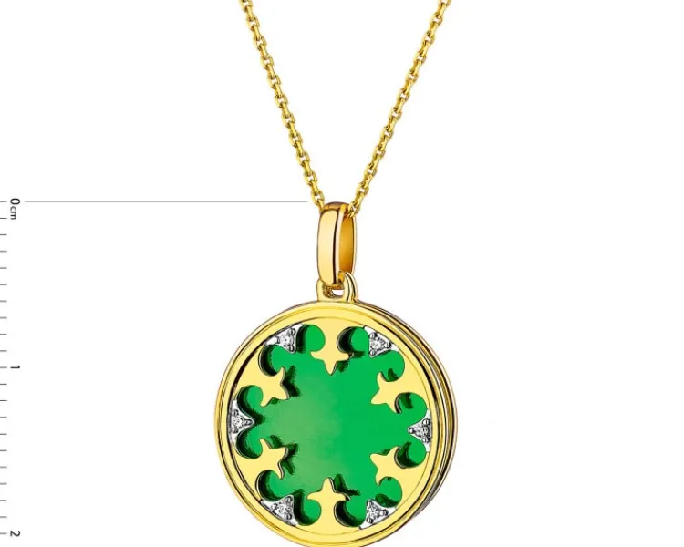 Apart Zawieszka z żółtego złota z diamentami i emalią - rozeta - 0,01 ct - próba 375< Zawieszki