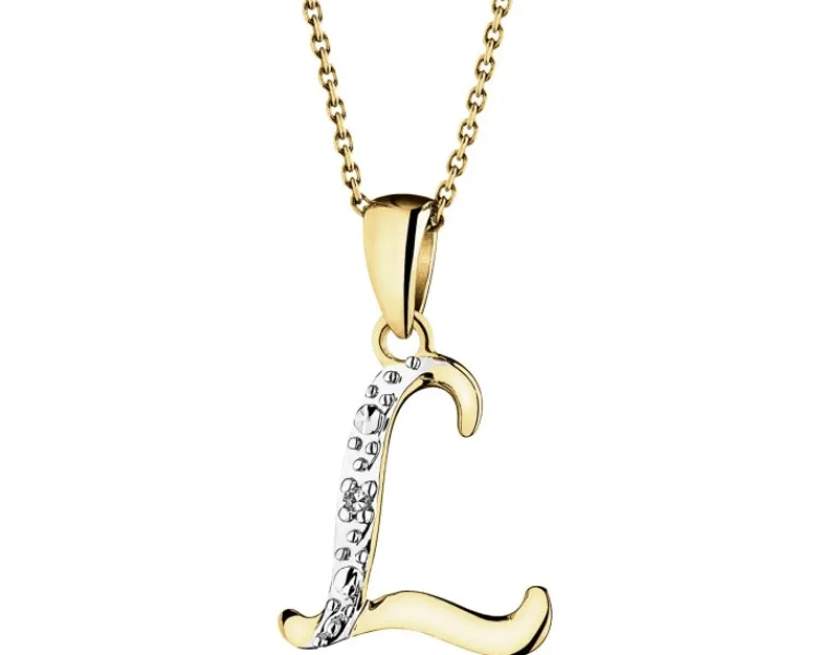 Apart Zawieszka z żółtego złota z diamentem - litera L - 0,003 ct - próba 375< Zawieszki
