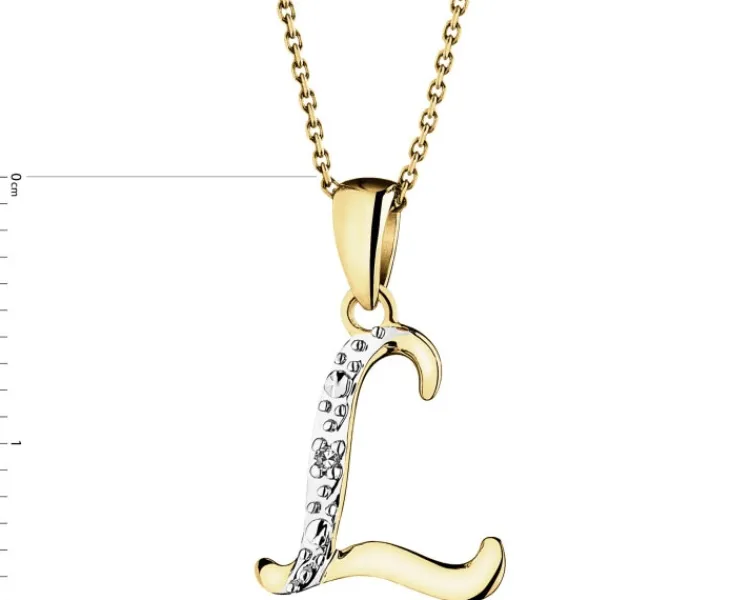 Apart Zawieszka z żółtego złota z diamentem - litera L - 0,003 ct - próba 375< Zawieszki