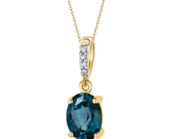 Apart Zawieszka z żółtego złota z diamentami i topazem London Blue - próba 585