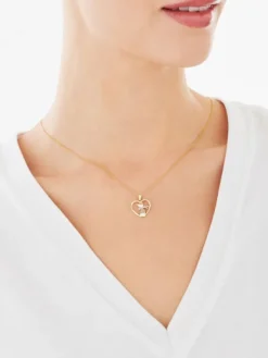 Discount Apart Zawieszka z żółtego złota z diamentem - kot, serce - 0,006 ct - próba 375