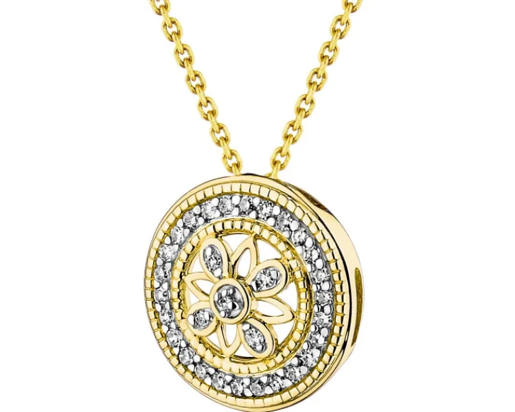 Online Apart Zawieszka z żółtego złota z diamentami - rozeta - 0,07 ct - próba 585