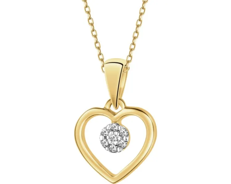 Apart Zawieszka z żółtego złota z diamentami - serce - 0,02 ct - próba 585