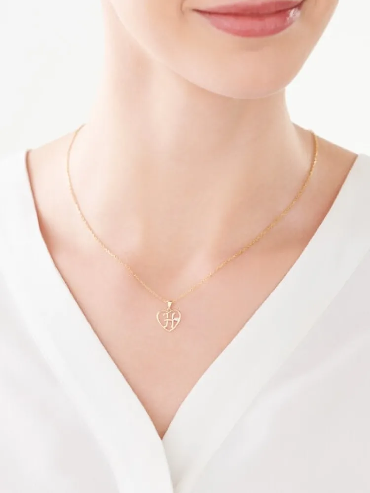 Sale Apart Zawieszka z żółtego złota z diamentem - litera H, serce - 0,005 ct - próba 585