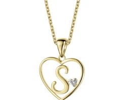 Online Apart Zawieszka z żółtego złota z diamentem - litera S, serce - 0,005 ct - próba 375