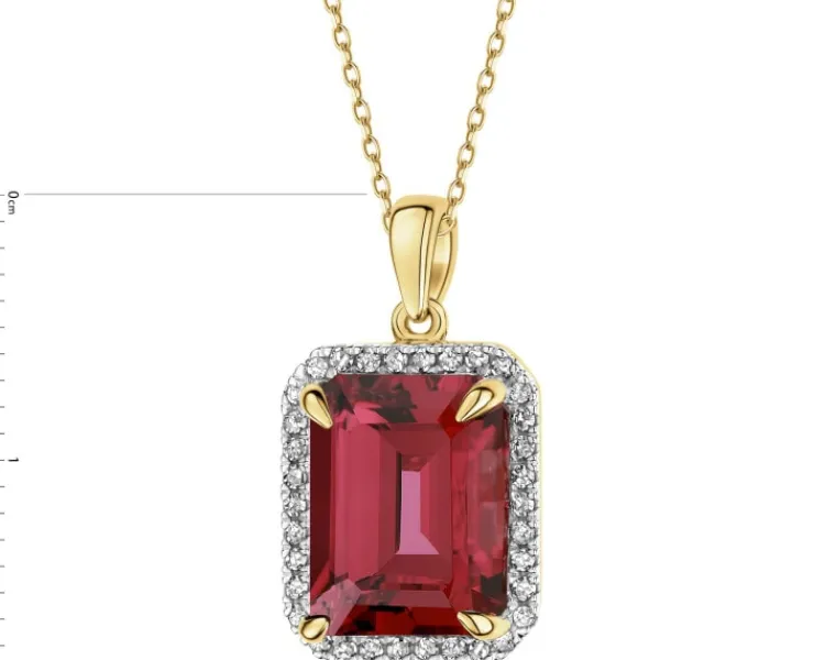 Hot Apart Zawieszka z żółtego złota z diamentami i rodolitem - próba 585