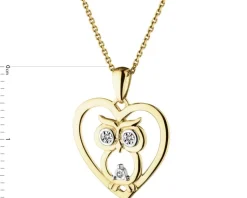 New Apart Zawieszka z żółtego złota z diamentami - sowa, serce - 0,01 ct - próba 585