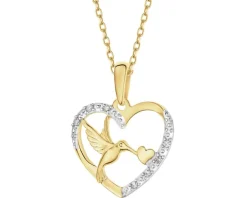 Apart Zawieszka z żółtego złota z diamentami - koliber, serca - 0,03 ct - próba 585< Wszystkie
