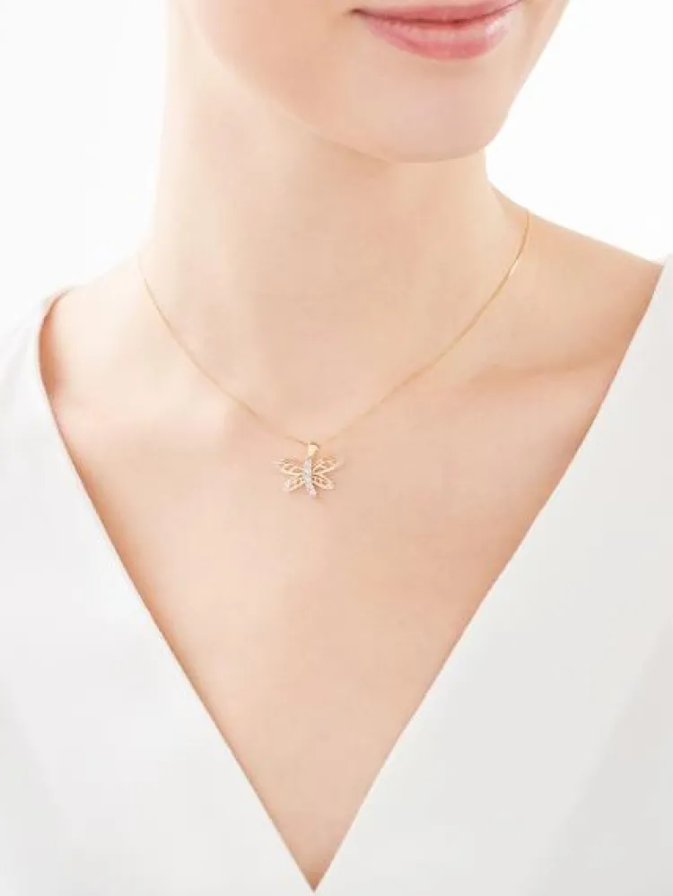 Apart Zawieszka z żółtego złota z diamentami - ważka - 0,01 ct - próba 585< Zawieszki