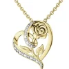 Apart Zawieszka z żółtego złota z diamentami - serce, róża - 0,05 ct - próba 585< Zawieszki