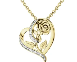 Apart Zawieszka z żółtego złota z diamentami - serce, róża - 0,05 ct - próba 585< Zawieszki
